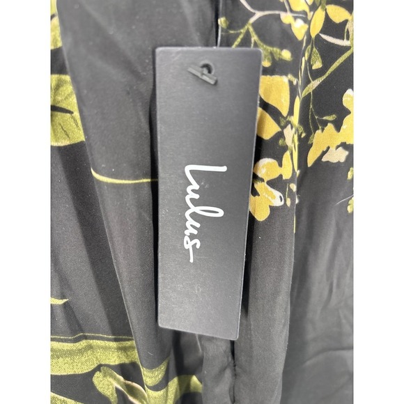 Lulus Still the One Black Floral Print Satin Maxi Dress Size M NWT - Picture 9 of 12